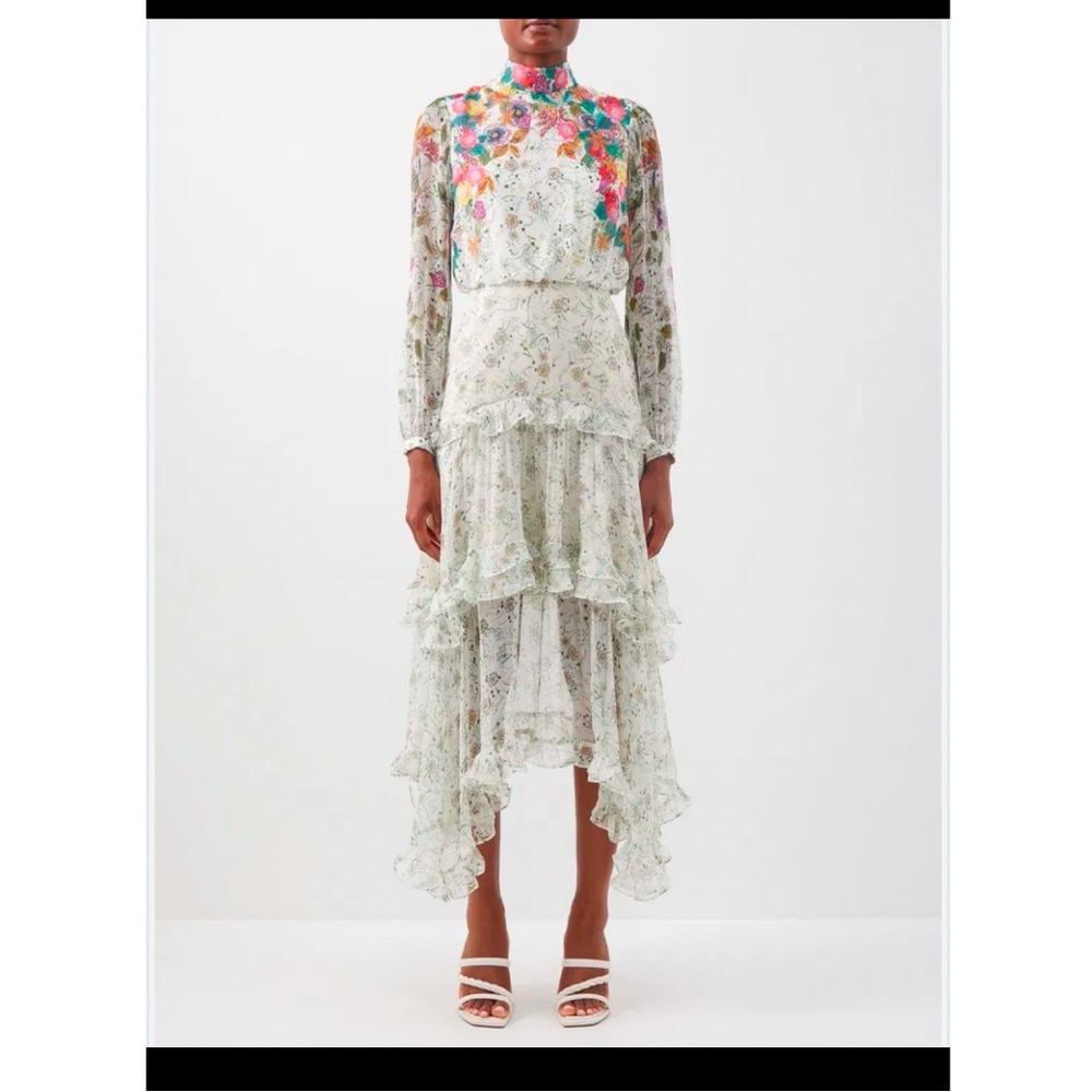 Saloni Floral High-Low midi / maxi Dress